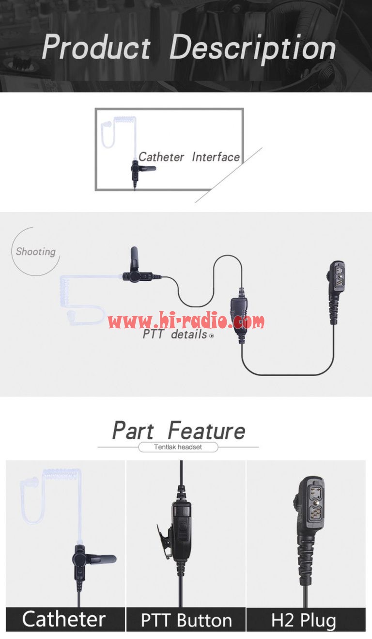 Walkie Talkie Hytera Headset Earpiece for HYT PD700 PD780 PD580 - Phone