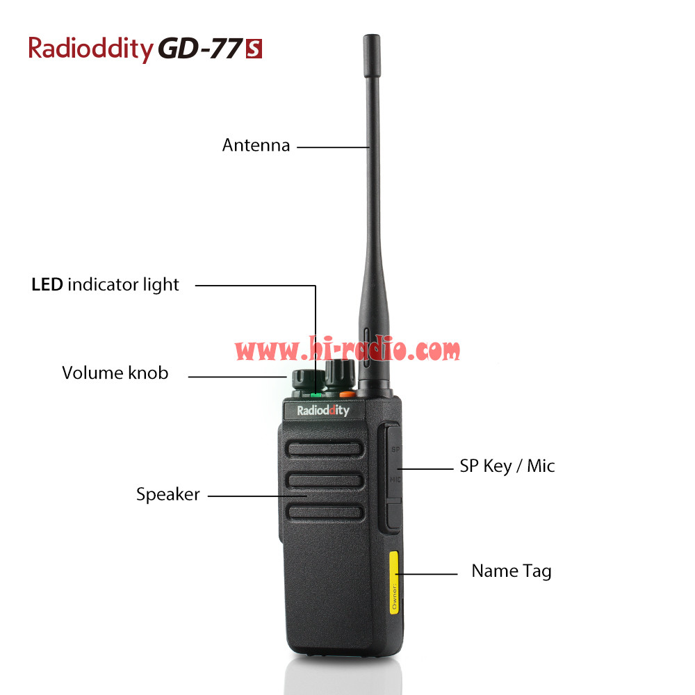 4x Radioddity GD-77S VHF UHF 1024CH Dual Time Slot DMR Two-way Radio Hotel Event 