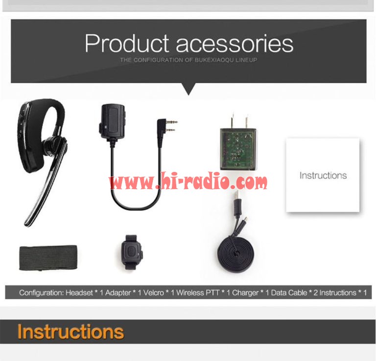 Universal Two Way Radio Wireless Headset Handsfree V3.0 Bluetooth Earphone WalkieTalkie