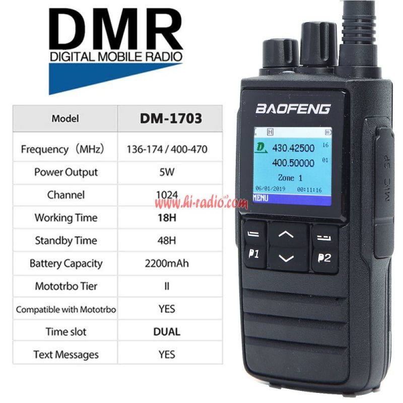 Baofeng DM-1703 DMR Transceiver Compatible with MOTOTRBO Hytera Tier II Radio - Image 2