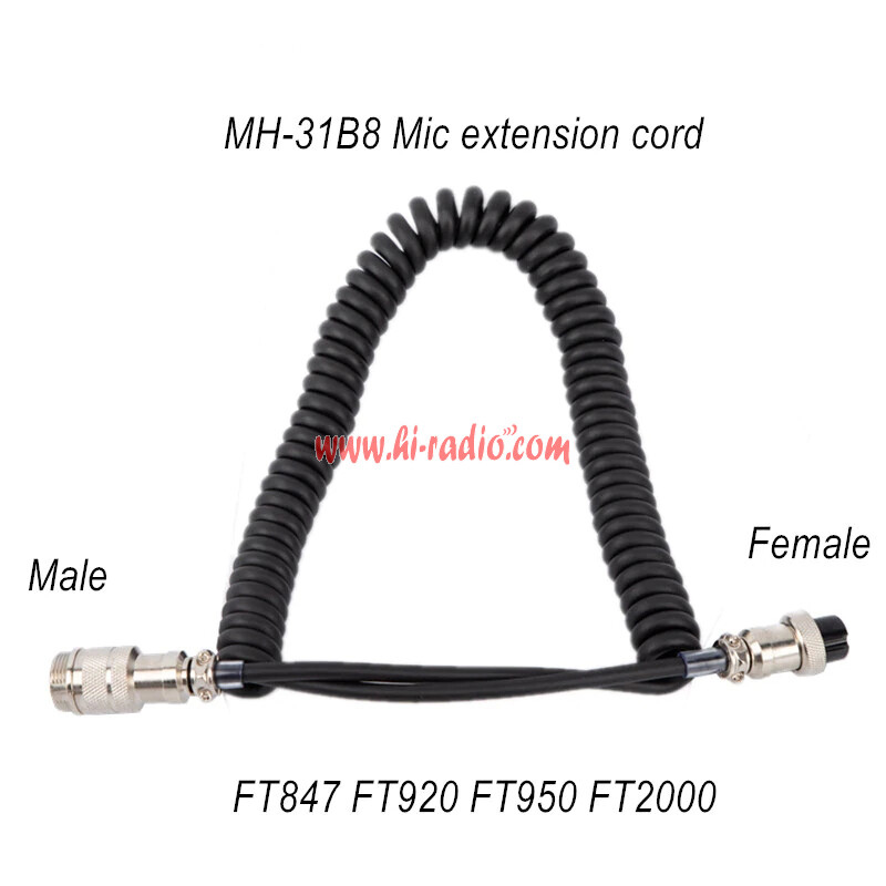 MH-31B8 Mic Extension Cords for Yaesu FT847 FT920 FT950 FT2000 FT1000 etc