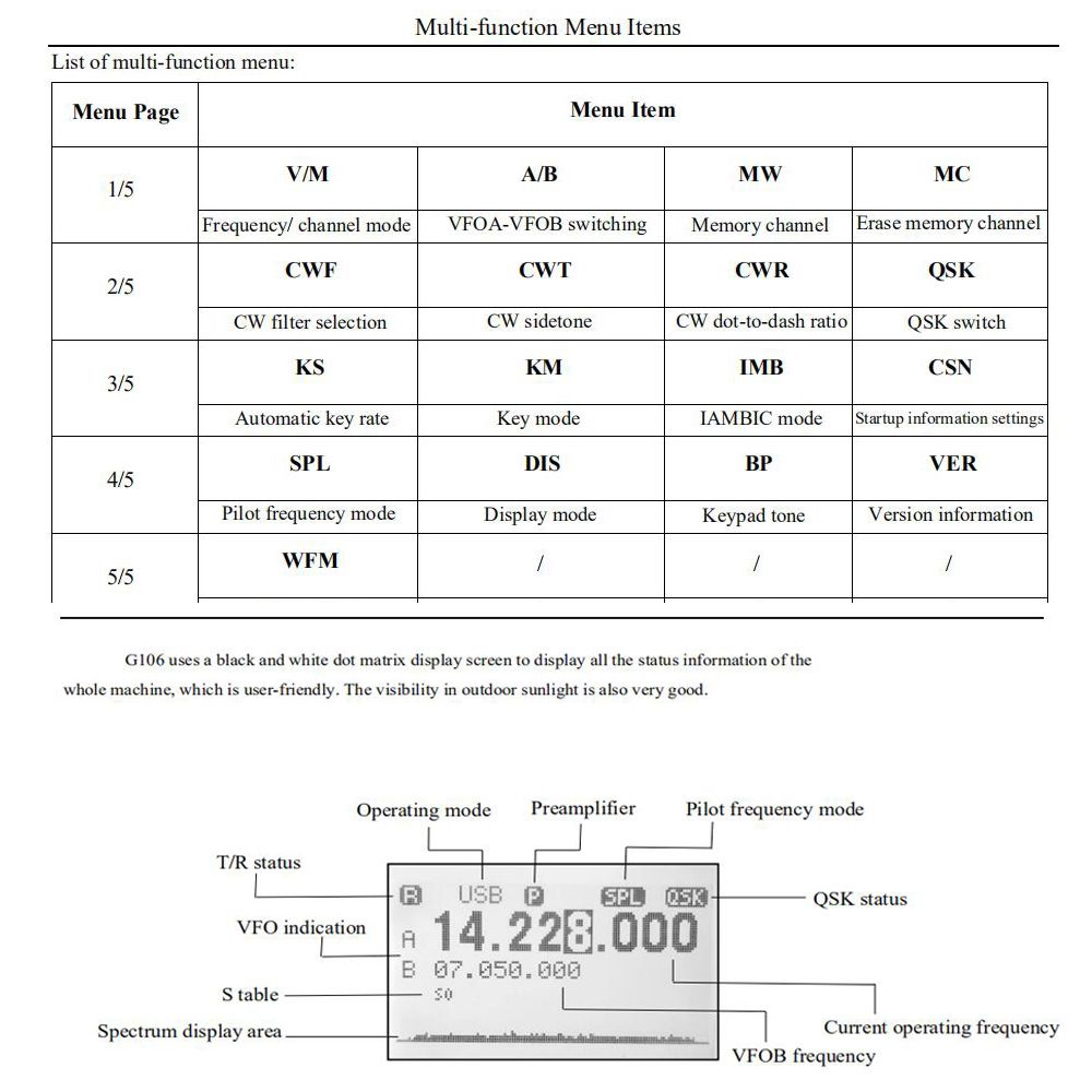 Xiegu Transceptor G106 SDR HF, radio QRP de 5 W, SSB CW AM WFM, soporte FT8  : : Electrónicos