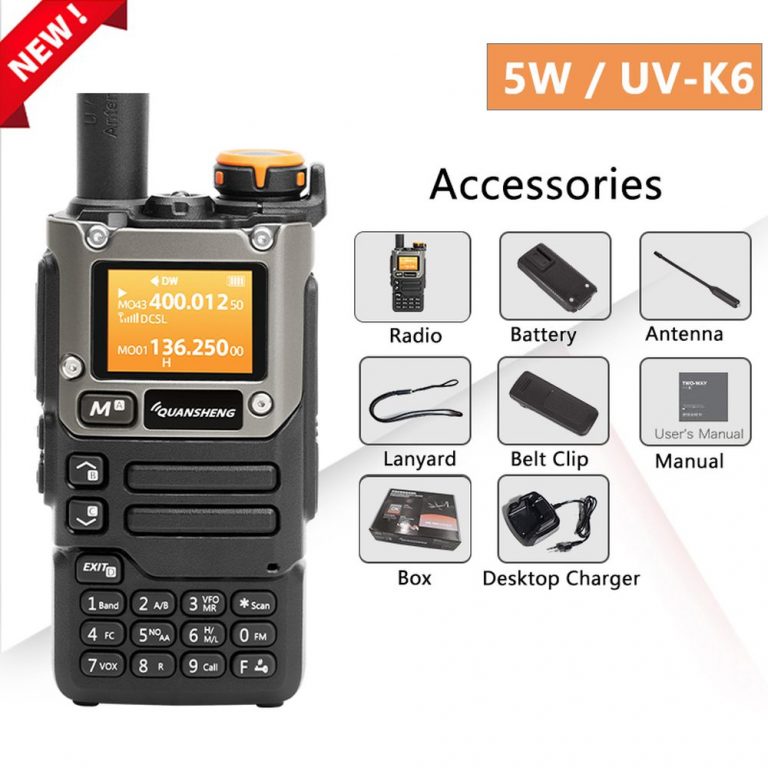 Quansheng UVK6 Walkie Talkie Handheld Transceiver VHF UHF Radio AM FM