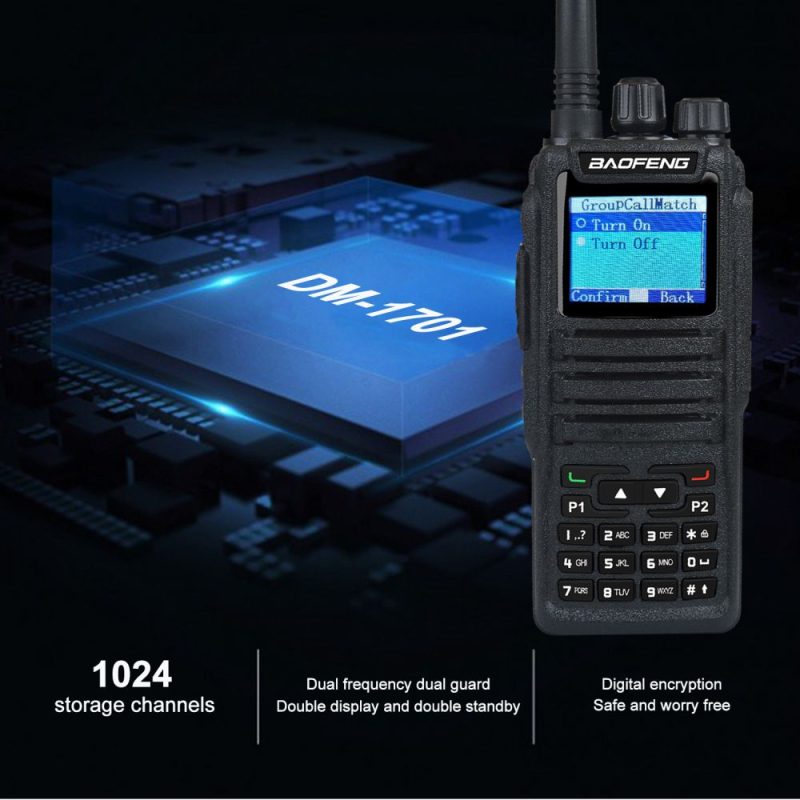 Baofeng DMR DM1701 RD5R Open GD77 Dual Mode Analog Digital Walkie Talkie Tier 1+2 Dual Time