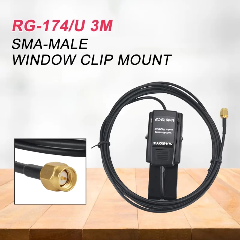 Nagoya RG-174U 3M RB-CLP Window Clip Mount for Handheld Walkie Talkie Antenna - Image 3
