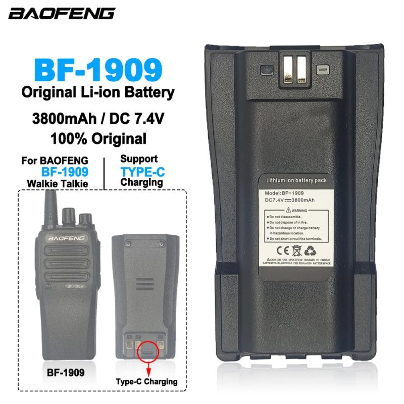 BAOFENG Radios BF-1909 High Capacity Battery 3800mAh 7.4V BF1909 Extra Replacement Batteries Type-C - Image 2