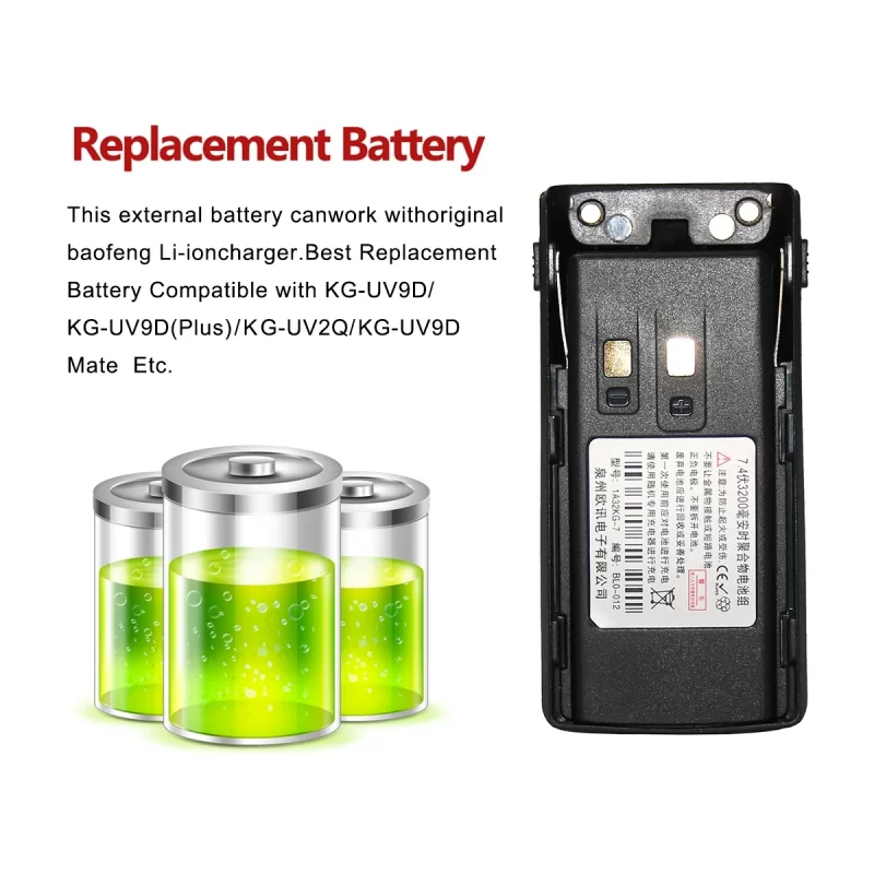 NEW Wouxun Walkie Talkie Replacement Battery with Belt Clip and Type-C Cable - Image 2