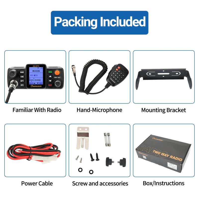WOUXUN KG-M70 25W Mobile Radio UHF/VHF Dual Band 999CH Cross Band Repeater Mode Long Range Car Radio LCD With Microphone CB Radio - Image 6