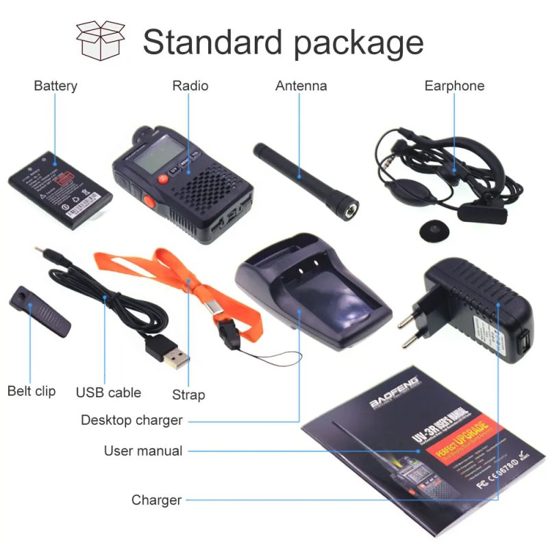 Baofeng Latest UV-3R Walkie Talkie Mini FM Radio TWO WAY RADIO VOX Dual Band Dual Display Handsfree 99ch Mini Portable FM Radio - Image 5