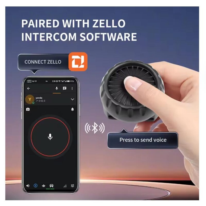 Wireless Bluetooth PTT Walkie Talkie Button with Adjustable Magic Strap for IOS Android Phone Zello Push-to-Talk Button