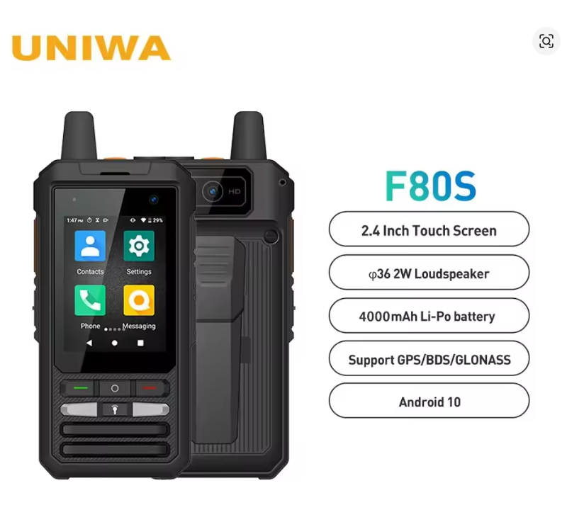 UNIWA F80S POC Walkie Talkie 4G Rugged Phone Spreadtrum Quad Core 1GB+8GB 4000mAh Battery 2.4Inch 1.4GHz Android 10 Mobile Phone