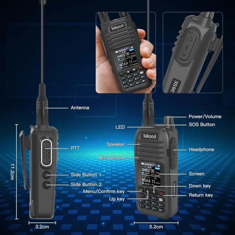 Talkpod A36SE UHF VHF FM Airband Multi Band Radio Multi-Band Portable Transceiver Long Range HAM Walkie Talkie - Image 2