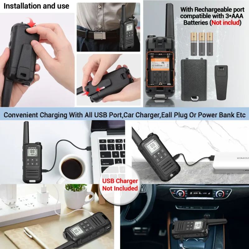 2pcs Baofeng F22 PMR FRS Mini Walkie Talkie Waterproof Type-C Licence-free NOAA Portable Two Way Radio - Image 3